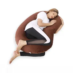 DADDY COOL Brown Fibre Filled Faux Velvet Lightweight Maternity Pillow-image-53