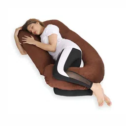 DADDY COOL Brown Fibre Filled Faux Velvet Lightweight Maternity Pillow-image-3