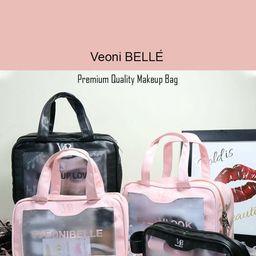 Veoni BELLE Black & Grey Printed PVC Water Resistant Makeup Organiser Pouch-31