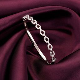 GIVA Women Silver-Toned Sterling Silver Cubic Zirconia Rhodium-Plated Bangle-Style Bracelet-17