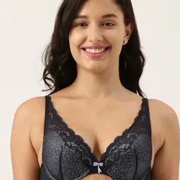 Enamor Woman Blue Kissing Cleavage Enhancer Push-Up Padded and Wired Bra- EBFGIF067LBE32B-46