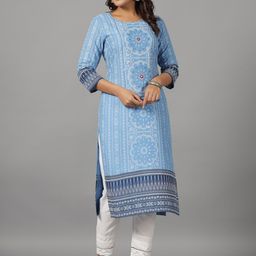 Juniper Ethnic Motifs Embroidered Round Neck Straight Kurta-picture-47