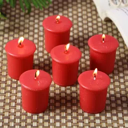 HOSLEY Set of 6 Red Solid Apple Cinnamon Highly Fragranced Votive Candles-12