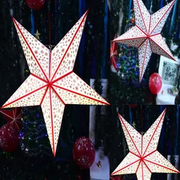 ME & YOU White & Red Christmas Decorative Hanging Star-14