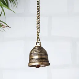 Two Moustaches Brown Temple Hanging Bell with Chain-image-82