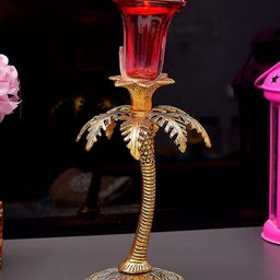 Ascension Gold-Toned & Red Metal Pillar Candle Holder-image-28