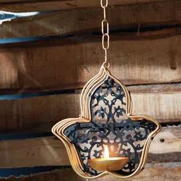 PujaNPujari Brown & Black Hanging Tealight & Candle Holder-picture-46