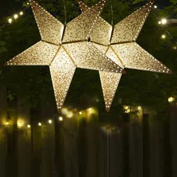ME & YOU Brown 2 Pieces Textured Christmas Decorative Hanging Stars-12