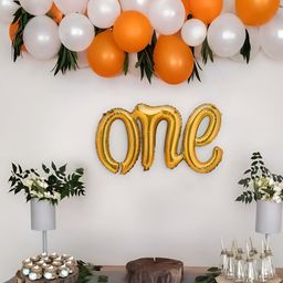 SPECIAL YOU 43 Pcs Orange and White Birthday Decoration Items-17