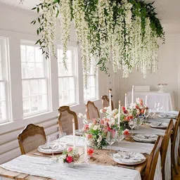 Special You Cream Green 12 Pieces Wisteria Hanging Artificial Flower-18