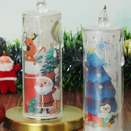 TIED RIBBONS Red & Blue 2 Pieces Christmas Printed Battery Operated LED Candles-66