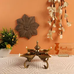 Two Moustaches  Yellow Four Diyas On Curved Stand-picture-14