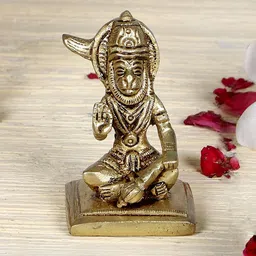 Two Moustaches Brown Textured Hanuman Brass Idol Showpiece-image-12