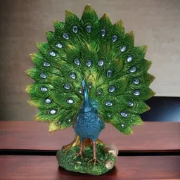 CHOCOZONE Green & Blue Dancing Peacock Metal Showpiece-image-9