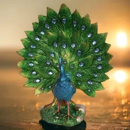 CHOCOZONE Green & Blue Dancing Peacock Metal Showpiece-image-25