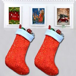 ME & YOU Red & White 2 Pieces Decorative Christmas Hanging Stockings-35