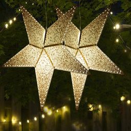 ME & YOU Cream Coloured 2 Pieces Textured Christmas Decorative Hanging Stars-36