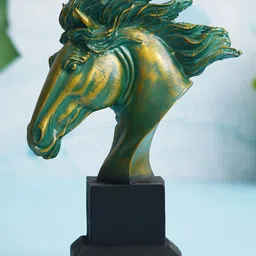 eCraftIndia Green Horse Head Statue Animal Figurine Decorative Polyresin Showpiece-picture-13