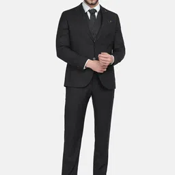 Blackberrys Men Self Design Slim Fit Single-Breasted Three-Piece Formal Suit-image-34