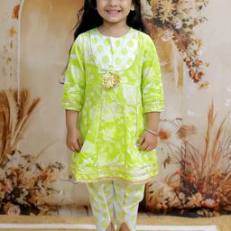 KID1 Girls Floral Printed Empire Gotta Patti Pure Cotton Kurti with Dhoti Pants-image-20