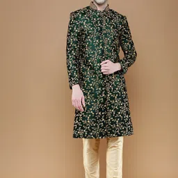 Sanwara Floral Embroidered Sherwani With Pyjamas-image-66