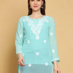 ADA Floral Embroidered Chikankari  Kurti-picture-27