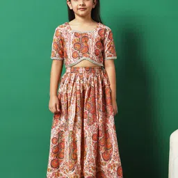 Readiprint Fashions Girls Printed Gotta Patti Detailed Cotton Ready to Wear Lehenga Choli-picture-36