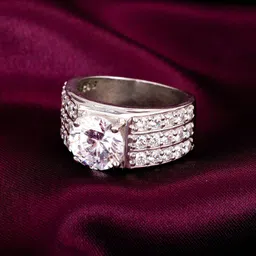 GIVA Men 925 Sterling Silver Rhodium-Plated CZ-Studded Finger Ring-picture-45
