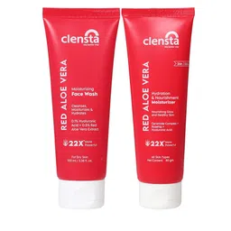 Clensta Set Of 2 Red Aloe Vera Moisturizing Face Wash-100ml & Hydrating Moisturizer-80gm-image-81