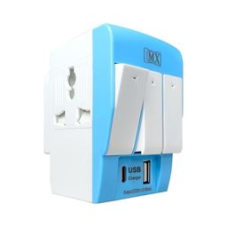 generic Multi Plug Socket - Worldwide Universal Travel Adapter with USB Ports, Type-C PD, Individual Switch, Safety Shutter, LED Indicator, 3 Way Plug Socket (5A-250V), Type D Plug, Multi-Colour image 1