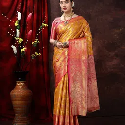 JUST FASHION Woven Design Zari Kanjeevaram Saree-picture-5