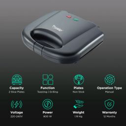 Prestige PGMFB 800W 2 Slice Sandwich Maker with Indicator Light (Black) image 3