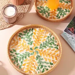 habereindia Decorative Tray | Tray For Gifting | Round Tray | Bamboo Tray | Tray For Kitchen Organizer - Small-picture-10