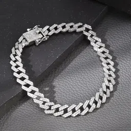 GIVA Men 925 Sterling Silver Rhodium-Plated Link Bracelet-29