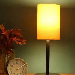 BTR CRAFTS Yellow & Black Cylindrical Shape Metal Table Lamp with Adjustable Cord-18