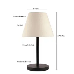 BTR CRAFTS Cream & Black Frustum Shaped Metal Table Lamp with Adjustable Cord image 2