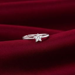 GIVA Women Rhodium Plated 925 Sterling Silver Rhodium-Plated Stones Studded Finger Ring-image-29