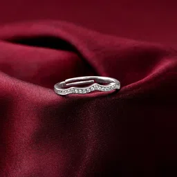 GIVA  Rhodium-Plated 925 Sterling Silver Stone Studded Finger Ring-49