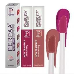 PERPAA Set of 2 Power Stay Liquid Matte Lipstick - 5ml Each - Pink 10 & Nude 21-9