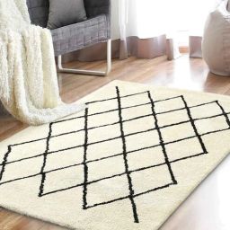 saral home Ivory Geometric Cotton 4 ft x 6 ft Machine Made Carpet-picture-46