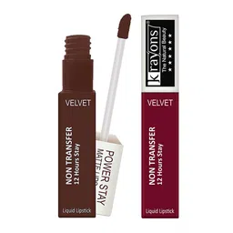 krayons Power Stay Non-Transfer   Matte Liquid Lipstick 4ml Each - Maroon Magic & Caramel-image-15
