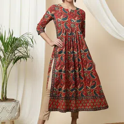 GULMOHAR JAIPUR Paisley Printed Round Neck Regular Straight Kurta-49