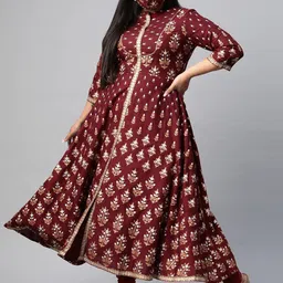 KALINI Ethnic Motifs Printed Anarkali Kurta-image-71