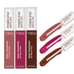 FORFOR Power Stay Set Of 3 Liquid Matte Lipstick-5mlEach-Pink Blush-Cocoa Brown-SandyNude-10
