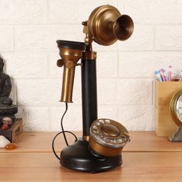 EXIM DECOR Black & Gold-Toned Antique Candle Style Telephone Showpiece-image-98
