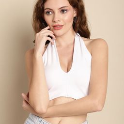 NoBarr Halter Neck Fitted Crop Top-image-77