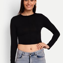 Espresso Round Neck Crop Regular Top-image-76