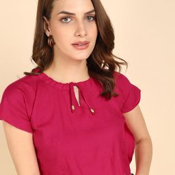 Me Craft Tie-Up Neck Crop Top-image-67