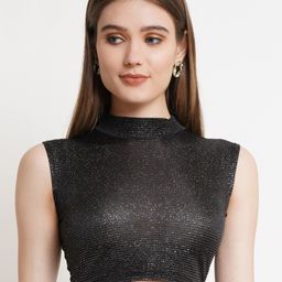Popwings High Neck Sleeveless Crop Top-35