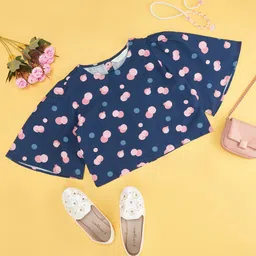 AKKRITI BY PANTALOONS Girls Graphic Printed Round Neck Styled Back Crop Top-26